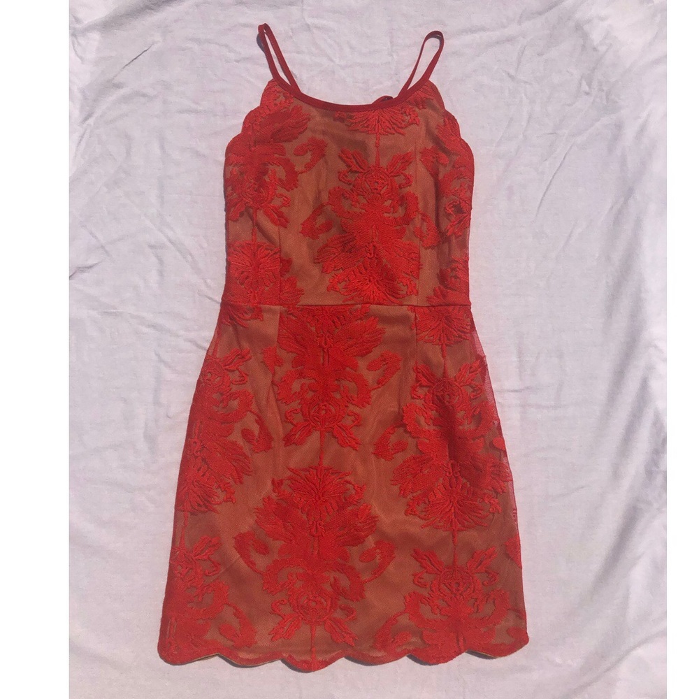 Red Lace Halter Dress